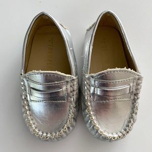 Toddler silver loafers slip-on